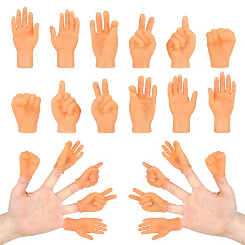 12Pcs Tiny Hands Fingers, Mini Rubber Finger Puppets Fun Novelty Rock-Paper-Scissors Finger Games Toys, Little Finger Hands Toys For Kids Gag Performance Party Favors Tiktok Toys #TOP24