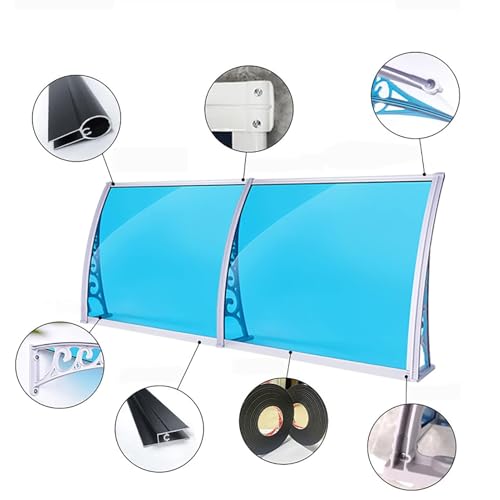 Door Canopy Awning, Polycarbonate Window Awning for Patio, Entrance Shelter, Weather-Resistant Canopy, Sizes: 60/80/100/120/150 cm (80x200 cm) - Image 2