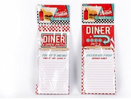 Sifcon Retro Diner Open 24/7 Design Magnetic Memo Pad & Pencil Fridge Magnet Shopping List