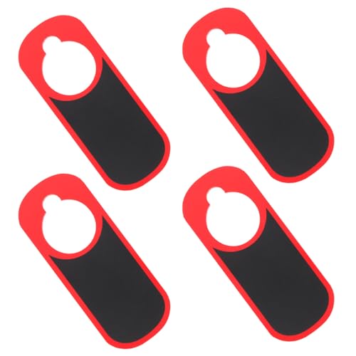 ABOOFAN Lot de 4 Panneaux de Porte en Bois Suspendus, Tableau Noir Double Face Vierge, Format Compact, Couleur Rouge, pour Bureau, Maison et École, Étiquettes de Porte Polyvalentes