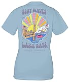 Simply Southern Boat Waves Lake Days - Adult T-Shirt (as1, Alpha, m, Regular, Regular) Blue