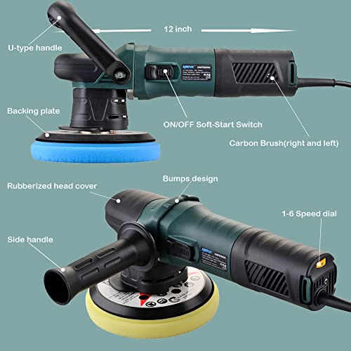 Hone Car Buffer, 6 Inch 750W Random Orbital Polisher Buffer With 6 Variable Speed, Da Polisher For Car Detailing Of Waxing/Polishing/Buffing #TOP5