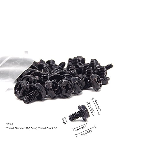 Honbay 100Pcs 6#-32X6 Hex Phillips Head Replacement Pc Computer Case Mounting Screws Fastener For Building Repairing And Maintaining Computer Systems (Black Zinc) #TOP1