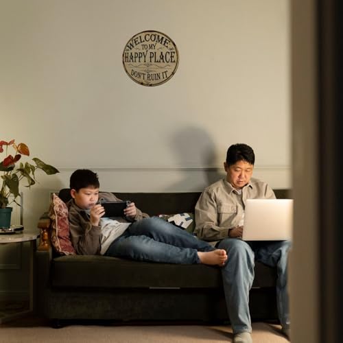 Welcome to My Happy Place Funny Vintage Metal Sign for Home Front Door Cafe Bar Club Deck Yard Porch Wall Decor 8x8 Inch Round Aluminum Decor Sign (2564) - Cosy Home Interiors Welcome to My Happy Place Funny Vintage Metal Sign for Home Front Door Cafe Bar Club Deck Yard Porch Wall Decor 8x8 Inch Round Aluminum Decor Sign (2564) - Image 5