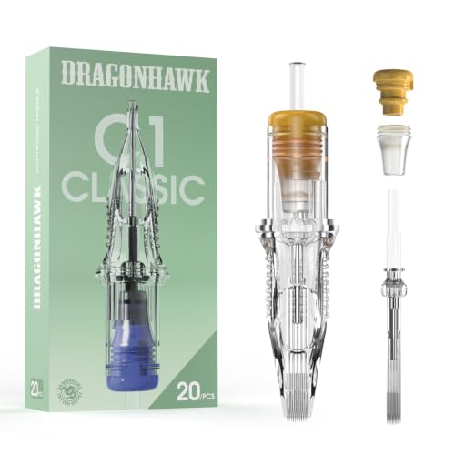 Image of Dragonhawk Classic C1 1213M Tattoo Needle Cartridges | 20 Clear Magnum Needles, Individually Sealed, Large-Area Shading and Color Packing for Beginners and Artists