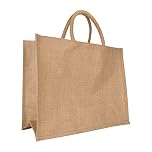 Hessian Tote Bag - Natural Reusable Jute Bag for Shopping, Carrier Bag, Crafting, Decorating, Bag for Life 14.5"(L) x 18"(W) x 8"(D) Plain Tote Bags to Decorate Wholesale - Durable & Stylish (1 PACK)