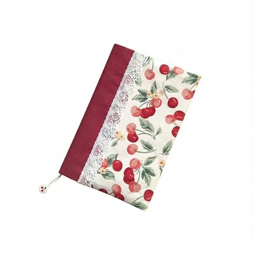 Funda for libro A5, bonita bolsa for libros con cuaderno forrado, conjunto de diario adornos encaje, estética coqueta(A5 red)