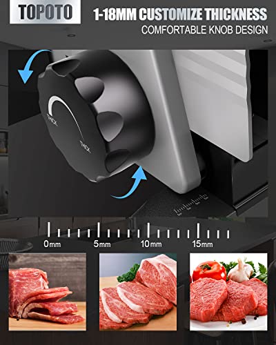 Meat Slicer For Home Topoto 200W Electric Deli Food Slicer With 2 7.5" Stainless Steel Blades Child Lock Protection Adjustable Thickness Slicers Machine For Meat Cheese Bread Vegetable Easy To Clean #TOP1