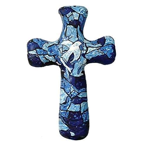 Croix d'argile réconfortante mosaïque colombe de paix objet de prière