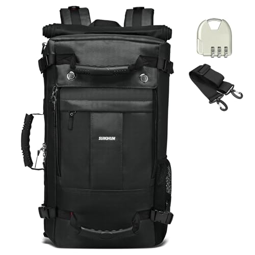 Large Travel Backpack, 17 Inch Laptop Backpack 40L Carry-On Bag Water-Resistant Flight Approved W/Shoulder Strap+Anti-theft Lock for Casual Travel Outdoor, Black