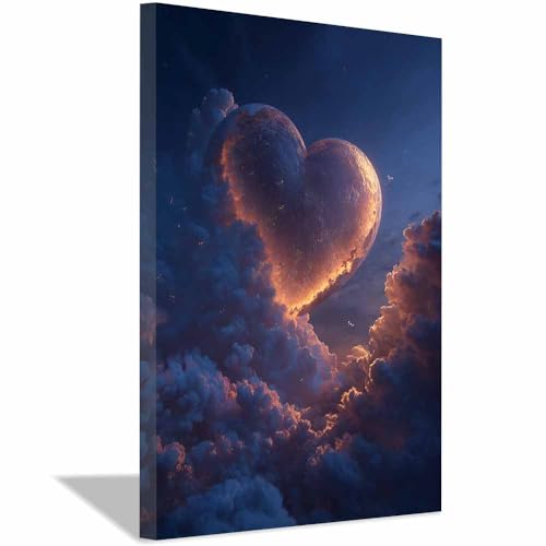Tableau cœur pour habiller un mur vide avec cadre inclus 40x60cm