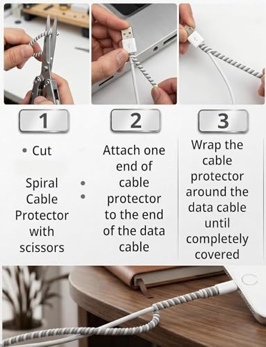 Image of Spiral Cable Protector (2 Metre) - Universal Multi-Colour Cord Organiser for Phone Chargers, Earphones & USB Cables - Durable Wire Wrap & Saver (Pack of 1)