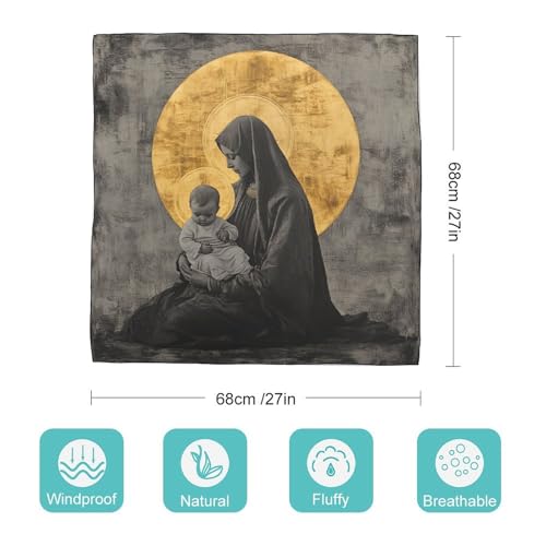 Virgin Mary Women Hair Scarf Square Silk Like Head Scarves Handkerchief Satin Neck Scarf2