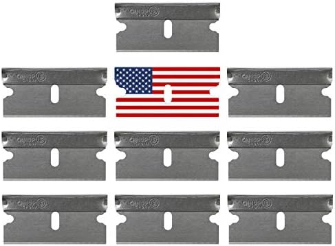 CANOPUS Single Edge Industrial Razor Blades, Safety Straight Edge Razor, 100% Made in USA, Box & Carton Cutter Replacement Blades, Glass and Paint Scraper Razor Blades (10 Pieces)