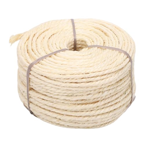 HEEPDD Corde en Sisal, Remplacement d'arbre à Chat, Corde de de Chat Bricolage 4 Mm X 50 M, Corde de Chanvre Douce et Robuste pour Jouets de Chat, Meubles avec Un Design élégant (White)