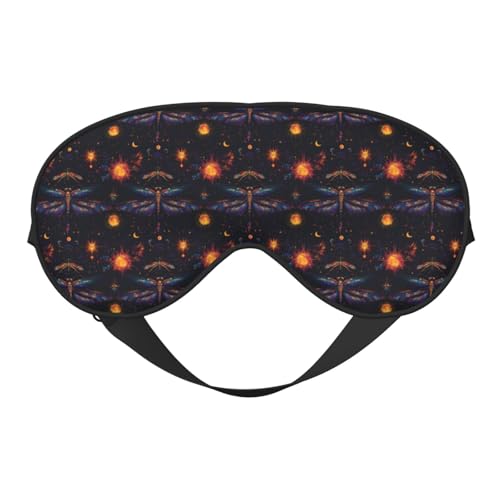 Masque de sommeil pour homme et femme – Masque de voyage confortable avec boucle et motif libellule – Masque de sommeil réglable pour homme et femme – Bandeau amusant pour jeux de fête