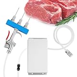 Electric Meat Injector Gun Pump with Hose, Stainless Steel Electric Marinade Injector 50W Meat Syringe Single Gun with 10 Needles for Roast Turkey, Pork, Beef (Three Needle)