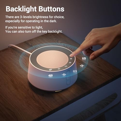 BGOVERSS White Noise Machine with Night Light – 20 Soothing Sounds, 10 Color Lights, 5 Timer Settings & Memory Function, Portable Sleep Sound Machine for Baby Nursery, Kids & Adults (White) - Image 6