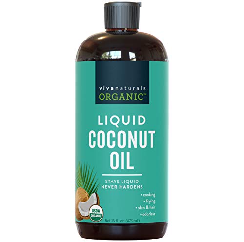 Organic Liquid Coconut Oil for Culinary & Beauty DIY Recipes, Moisturizing Hair Oil