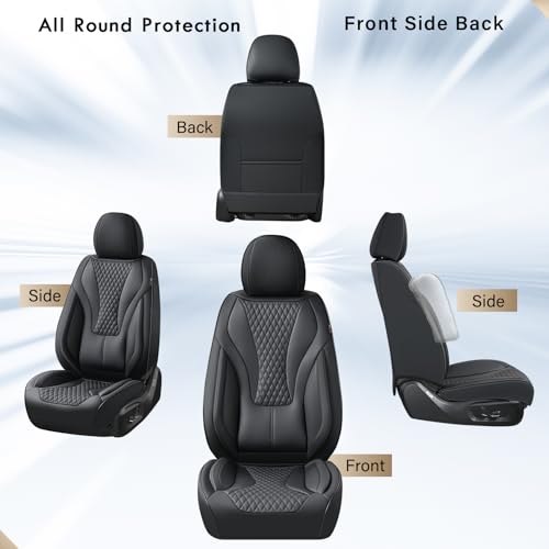 Image of Coverado Waterproof Nappa Leather Car Seat Covers, Automotive Seat Covers,Front Car Seat Cushion & Car Seat Protector, Black Seat Covers Universal Fit for Most Cars, SUVs, Trucks