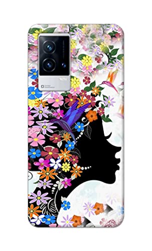 Image of Printed Hard Back Cover Case for Vivo IQOO 9 5G Back Cover (Floral Hairstyle Girl) -1803