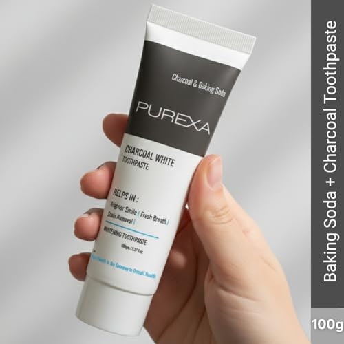 Image of Charcoal White Toothpaste | 2 Bamboo Brushes | Activated Charcoal & Baking Soda | Fresh Mint | Adults & Teens