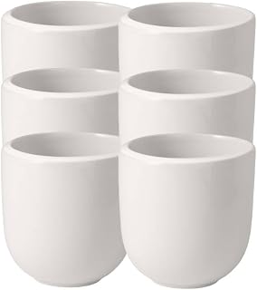Villeroy & Boch - NewMoon Becher ohne Henkel, 6 Stück, Moderne Tasse für Tee und Kaffee, Premium Porzellan, weiß, spülmaschinengeeignet, Porcelain