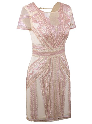 Image of Vijiv 1920s Short Prom Dresses V Neck Inspired Sequins Cocktail Flapper Dress