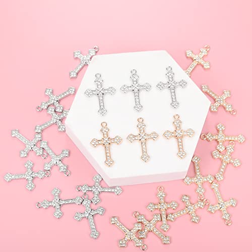 Jiali Q 40Pieces Rhinestones Alloy Cross Pendants Religious Virgin Our Lady Of Guadalupe Mary Rosary Beads Charms For Diy Necklace Bracelet Making #TOP4
