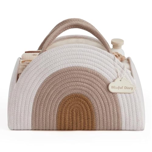 Baby Windel Caddy Veranstalter, Baumwollseil große Dusche Caddy für neugeborene Jungen und Mädchen, Geschenk für Baby-Dusche-Liste, neugeborenen Essentials Korb (Beige)