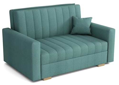 MEBLE-LUX Schlafsofa klein Zanzibar I Sofa 2 Sitzer 133 cm Breit I Sofa mit Schlaffunktion I Schlafsofa mit Bettkasten I Couch mit Schlaffunktion Klein I Mint MEBLE-LUX Schlafsofa klein Zanzibar I Sofa 2 Sitzer 133 cm Breit I Sofa mit Schlaffunktion I Schlafsofa mit Bettkasten I Couch mit Schlaffunktion Klein I Mint