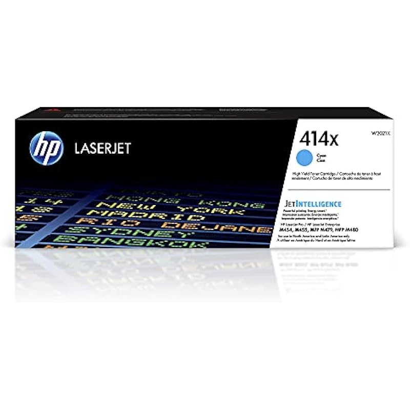 HP 414X Cyan High-yield Toner Cartridge | Works with HP Color LaserJet Enterprise M455dn, MFP M480f; HP Color LaserJet Pro M454 Series, MFP M479 Series | W2021X Toner