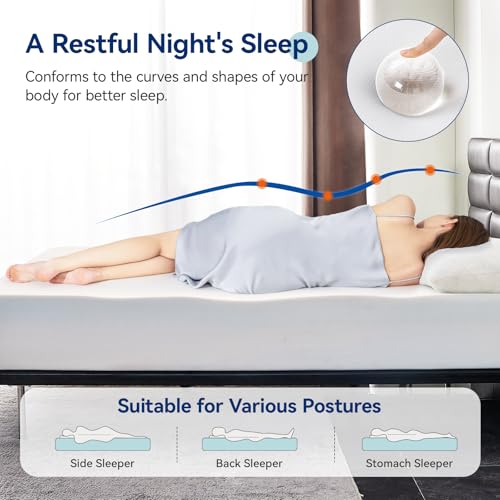 Image of Amazon Basics Memory Foam Mattress, Soft Plush Feel, Breathable, 10 Inch, Twin, White /Grey
