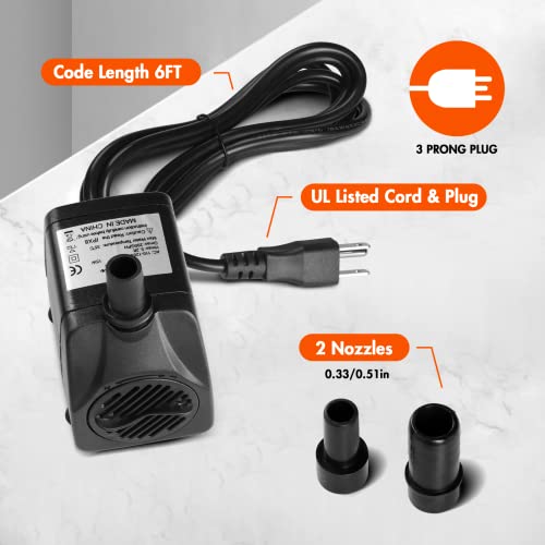 Simple Deluxe 200Gph Submersible Water Pump (760L/H, 15W) With Adjustable Intake, 5.2Ft High Lift, 2 Nozzles, Perfect For Fish Tank, Pond, Aquarium, Hydroponics #TOP3