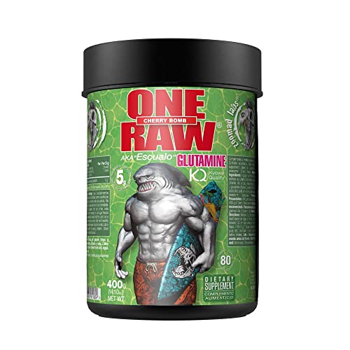 ZOOMAD LABS - One Raw Glutamina, Calidad Kyowa, Suplemento Alimenticio en Polvo, Recuperación Muscular, Mejora el Metabolismo, Regula el PH y Aumenta la Masa Muscular - 400 gr, Sabor Cherry Bomb Cover