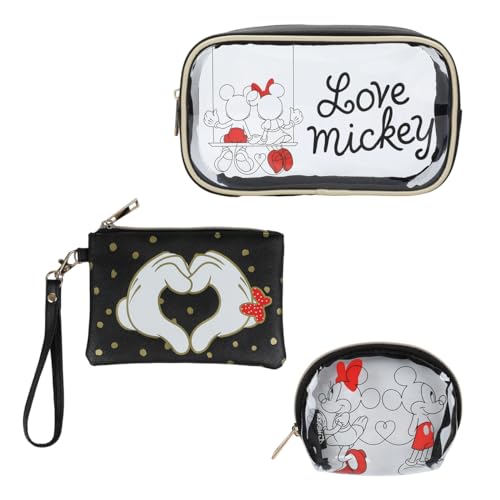Trousse de toilette Mickey étanche et transparente en PVC avec 3 formats de rangement beauté