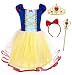 Jurebecia Costume da Biancaneve Maiden Vesti per Le Ragazze Manica Corta per Bambini Festa di Compleanno di Halloween Cosplay di Vacanze serali Costume Bambino Giallo