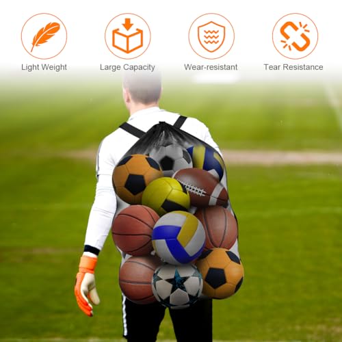 AMFUN Extra Large Football Mesh Drawstring Bag with Adjustable Shoulder Strap, Waterproof Storage for Basketball Football - Image 4
