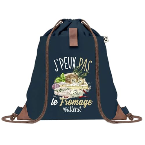 Sac de sport bleu J'peux Pas Fromage en toile avec cordelettes