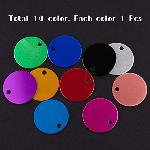 Framendino MC14214_GROUP2 10 Pack Pet Id Tag Colorful Round Double Sided Anodized Aluminum Stamping Blanks Discs Dog Cat Pet Name Phone Number Id Tag Charm thumb #2