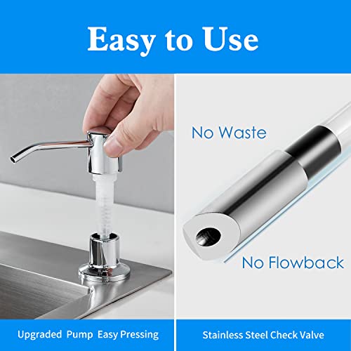 Soap Dispenser For Kitchen Sink, Chrome Stainless Steel Finish Pump Head, Built In Countertop Dish Soap Dispensers With 47.2" Extension Tube Kit, No More Refills #TOP3