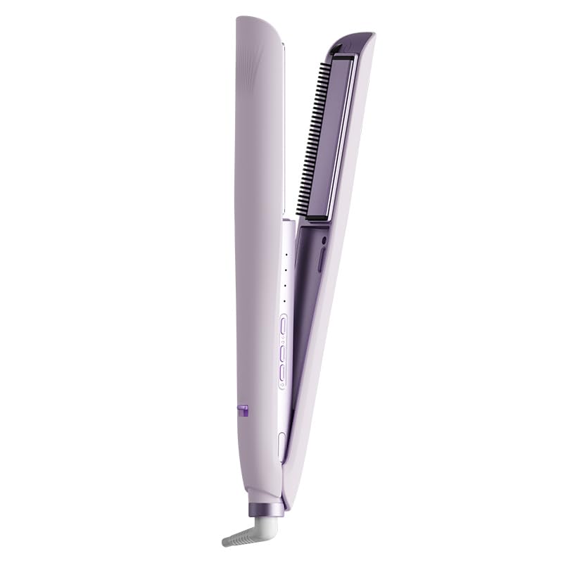 Piastra per capelli 2 in 1, in titanio, con tecnologia agli ioni contro l'effetto crespo, riscaldamento rapido in 30 secondi e display LED