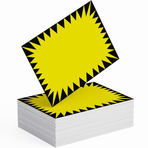 Retail Genius Price Burst 60 Yellow Sign Pack. Boost Sales with Bright Display Tags. Durable, Easy to Write On Star Cards Are For Yard, Estate & Garage Sale, Fundraiser, Store, Business & Flea Market.