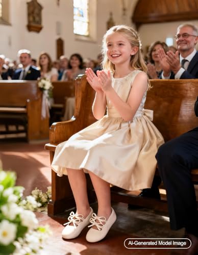 Image of PHIRAMIN Toddler Flower Girl Dress Shoes - Little Girl Mary Janes Flats Wedding