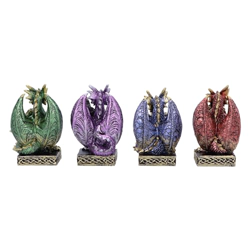 Nemesis Now Defend the Hoard (Set of 4) 10cm, Resin, Silver, Dragon Figure, Silver Ornament, Collectable Giftware - Image 4