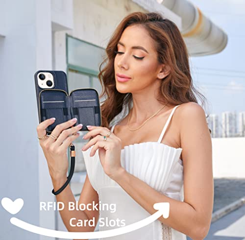Zve Iphone 14 Wallet Case Crossbody, Zipper Phone Case With Rfid Blocking Card Holder Wrist Strap Purse Cover For Women Compatible With Iphone 14, 6.1", 2022-Black #TOP7