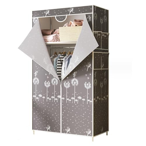 JFGCTYHXY Armario Plegable, Armario de Lona con estantes y Barra for Colgar, Plegable, marrón, 70 x 45 160 cm/Gris, cm