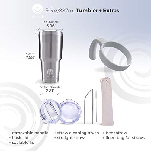 ALBOR 30 Oz Stainless Steel Tumbler 30 Oz Insulated Tumbler With Straw 30oz Stainless Steel Tumbler With Straw 30oz Tumbler With Handle Metal Tumbler With Straw Insulated Cup With Straw