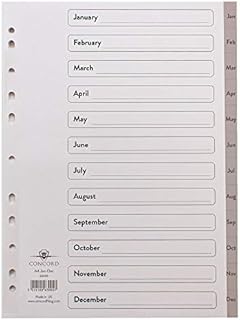 Concord Jan-Dec Grey Index Polypropylene 120 Micron Europunched A4 Ref 63005