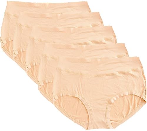 Warm Sun Women's Bamboo Viscose Fiber Multi Pack Plus Size Stretchy Soft Breathable High Middle Waist Panties Size S-3XL(7/L,Five Skin)
